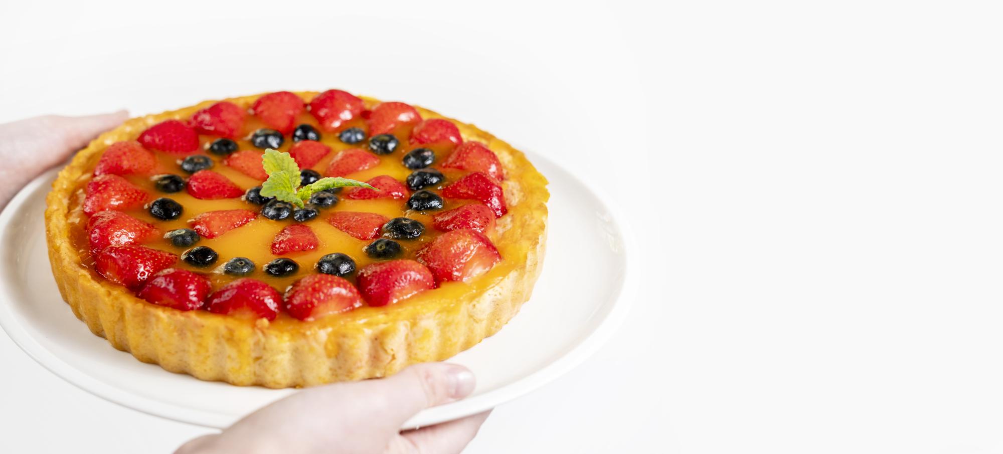 close-up of seasonal vegetable tart